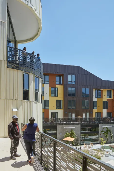 View of the courtyard from the terrace in Dr. George Davis Senior Building in San Francisco.