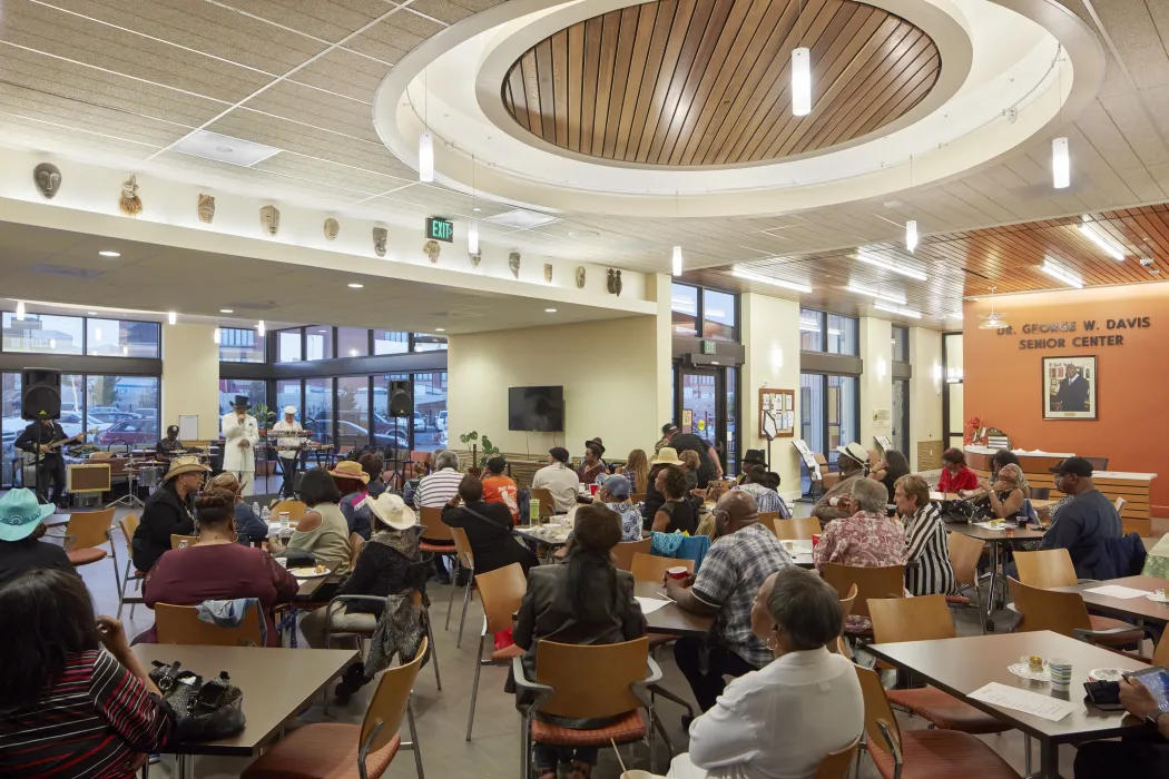 Residents watching a performance in Dr. George W. Davis Senior in San Francisco.