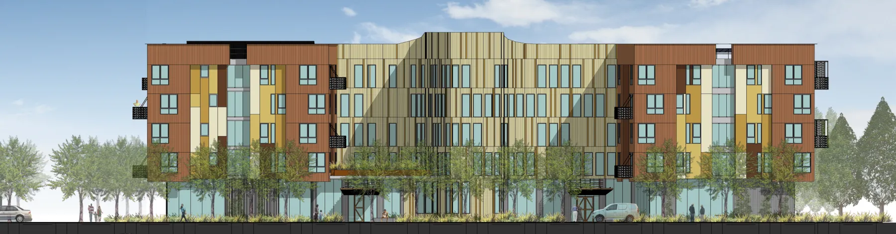 Rendered north elevation of Dr. George Davis Senior Building in San Francisco.