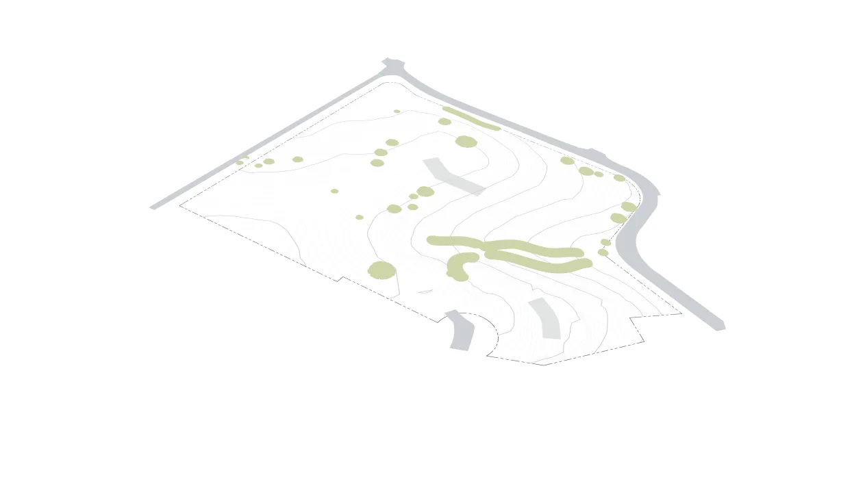 Aerial site diagram showing the area of vegetation.
