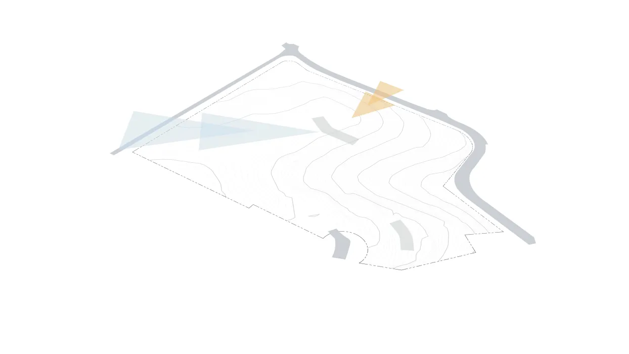 Aerial site diagram showing the direction of the wind.