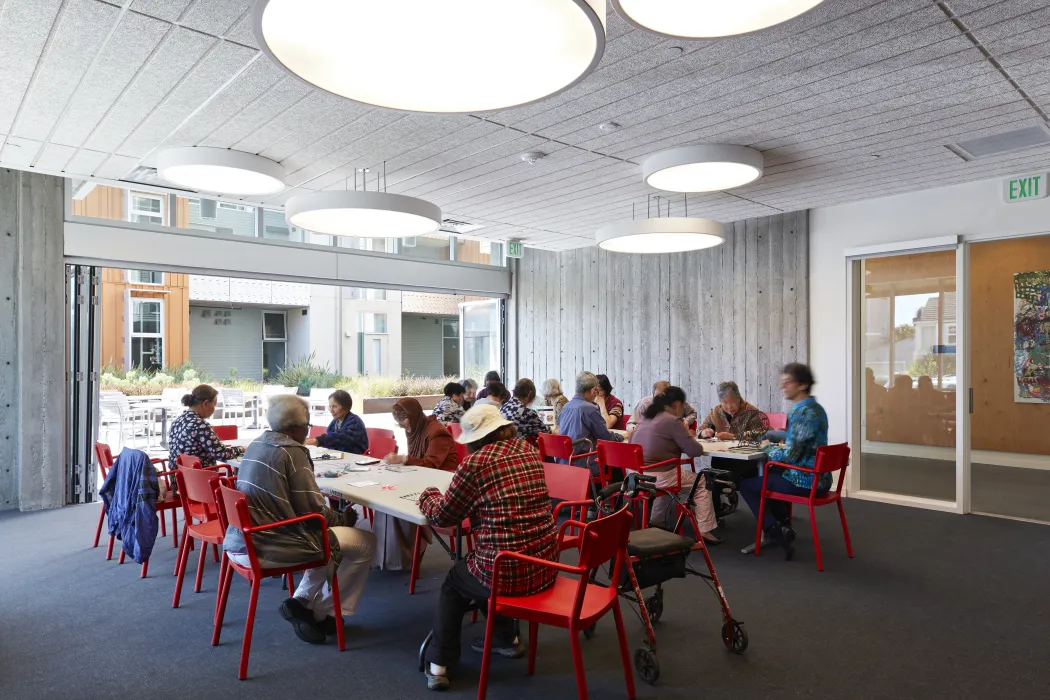 Community room inside Lakeside Senior Housing in Oakland, Ca