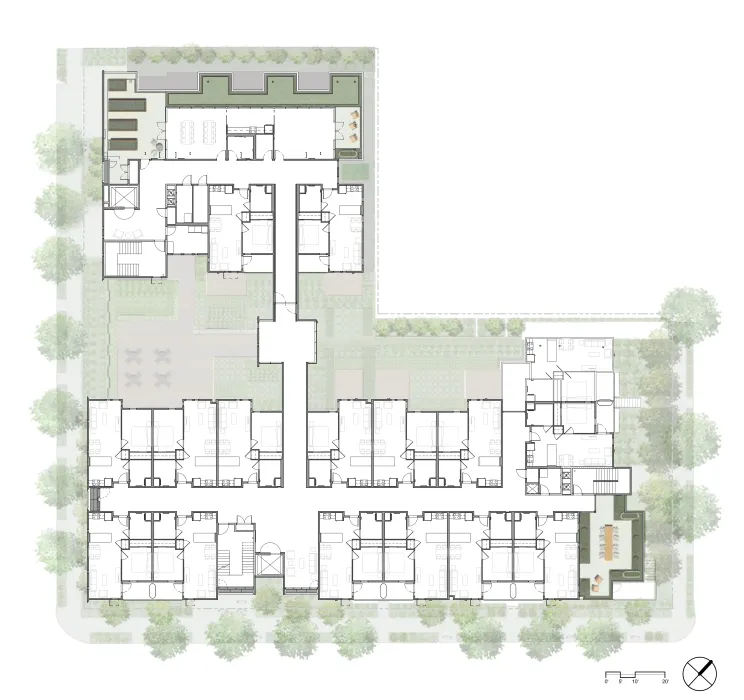 Fifth floor site plan for Lakeside Senior Housing in Oakland, Ca.