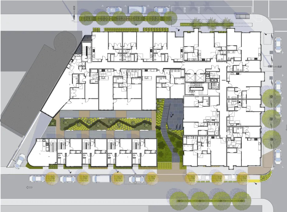 Upper floor plan of 300 Ivy in San Francisco, CA.