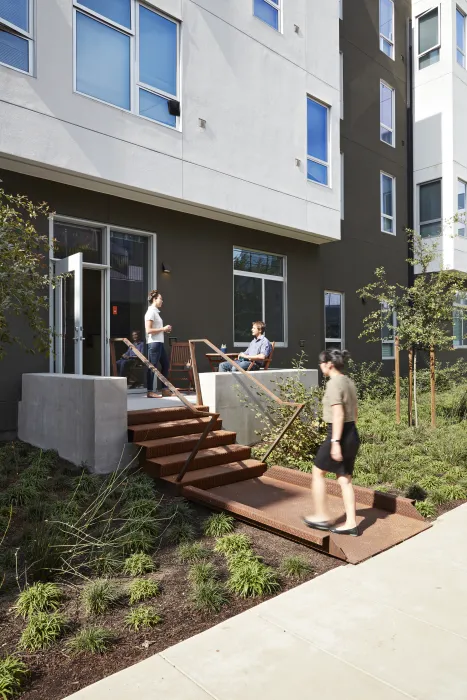 Residential stoop at Five88 in San Francisco.