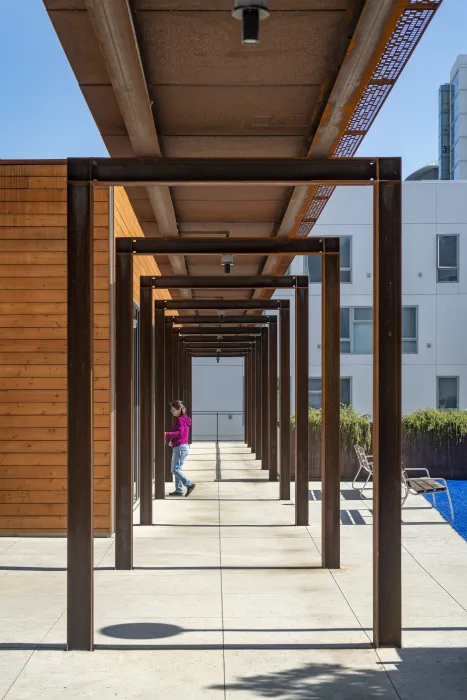 Courtyard inside Five88 in San Francisco 