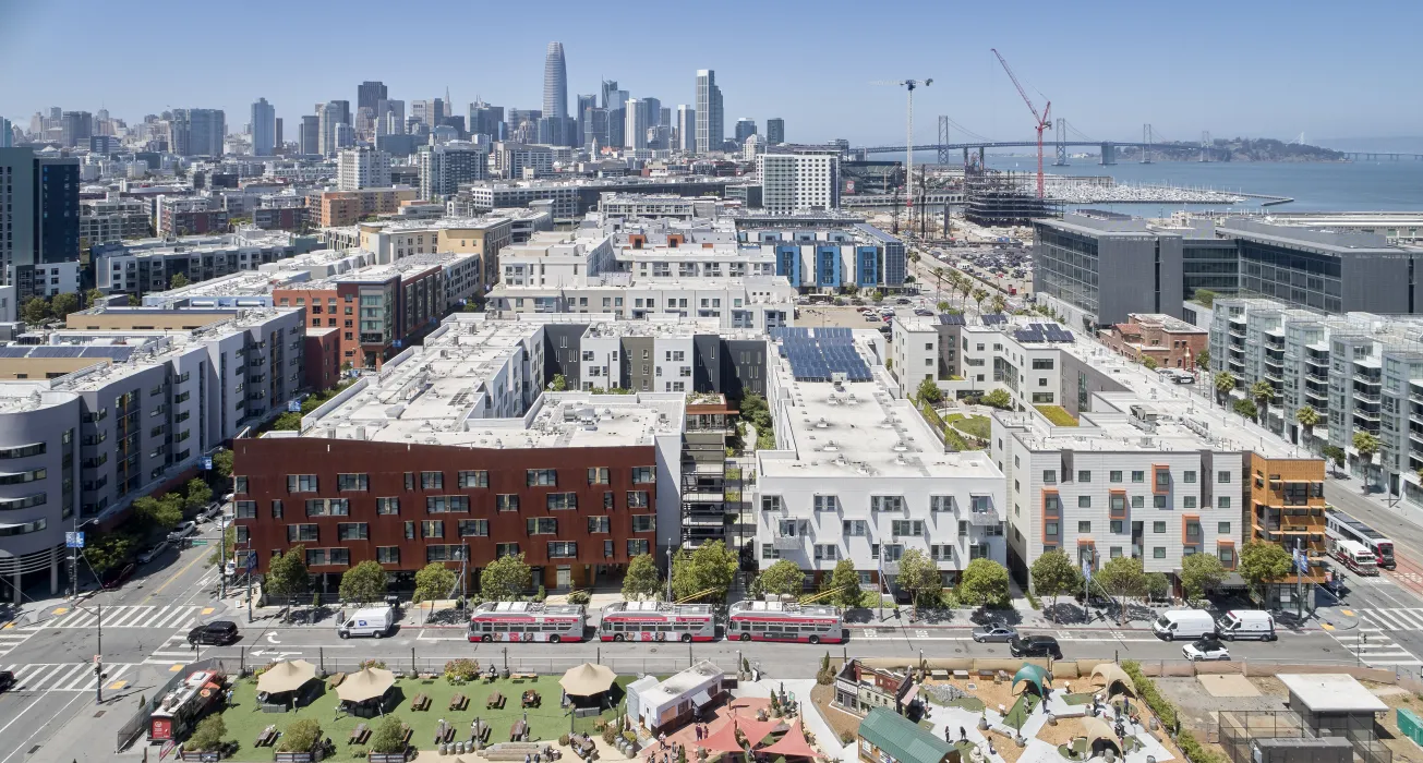 Aerial view of Five88 in San Francisco 