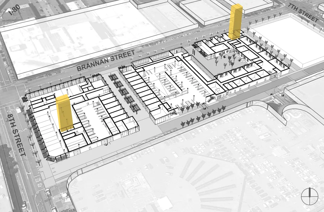 Bicycles aerial diagram for 855 Brannan in San Francisco.