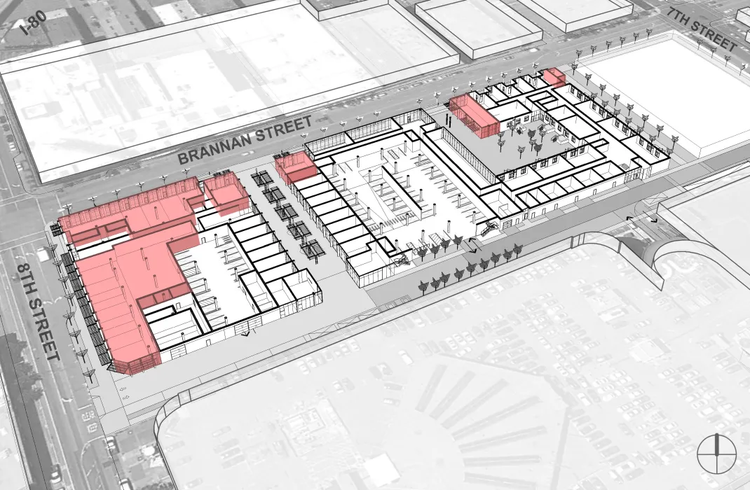 Commercial space aerial diagram for 855 Brannan in San Francisco.