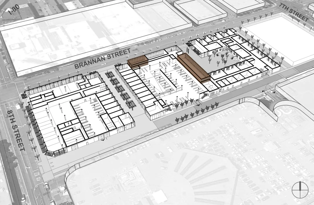 Community spaces aerial diagram for 855 Brannan in San Francisco.