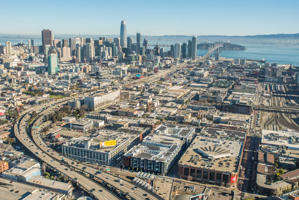 Aerial view of 855 Brannan in San Francisco.