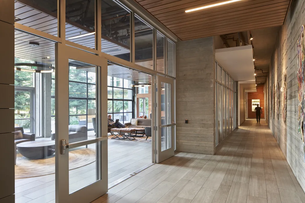 Leasing office interior at 855 Brannan in San Francisco.