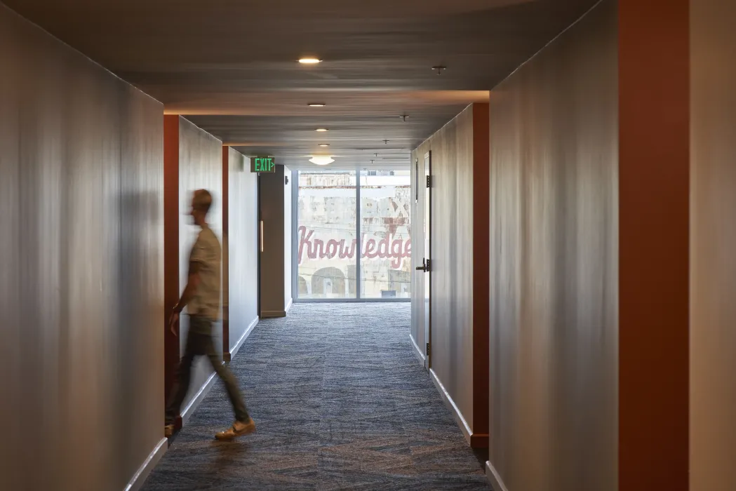 Residential hallway in 855 Brannan in San Francisco.