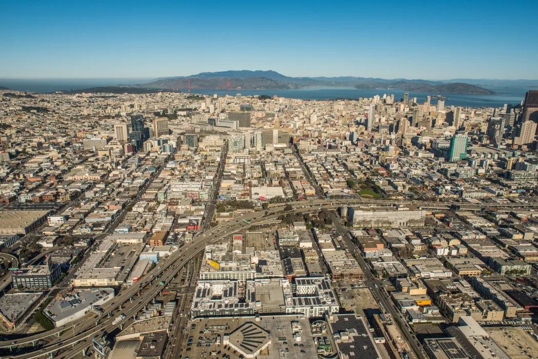 Aerial view of 855 Brannan in San Francisco.