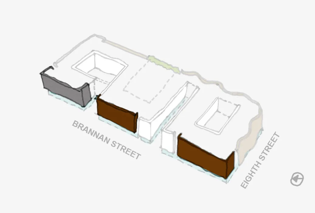 Diagram of the corduroy fabric for 855 Brannan in San Francisco.