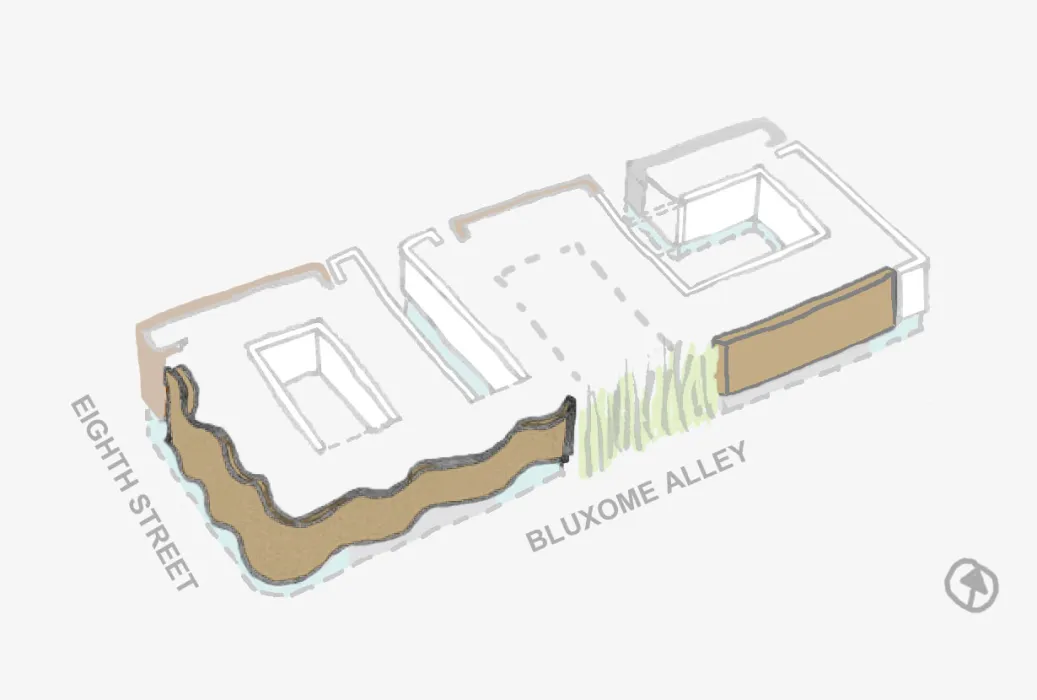 Diagram of pleated fabric for 855 Brannan in San Francisco.