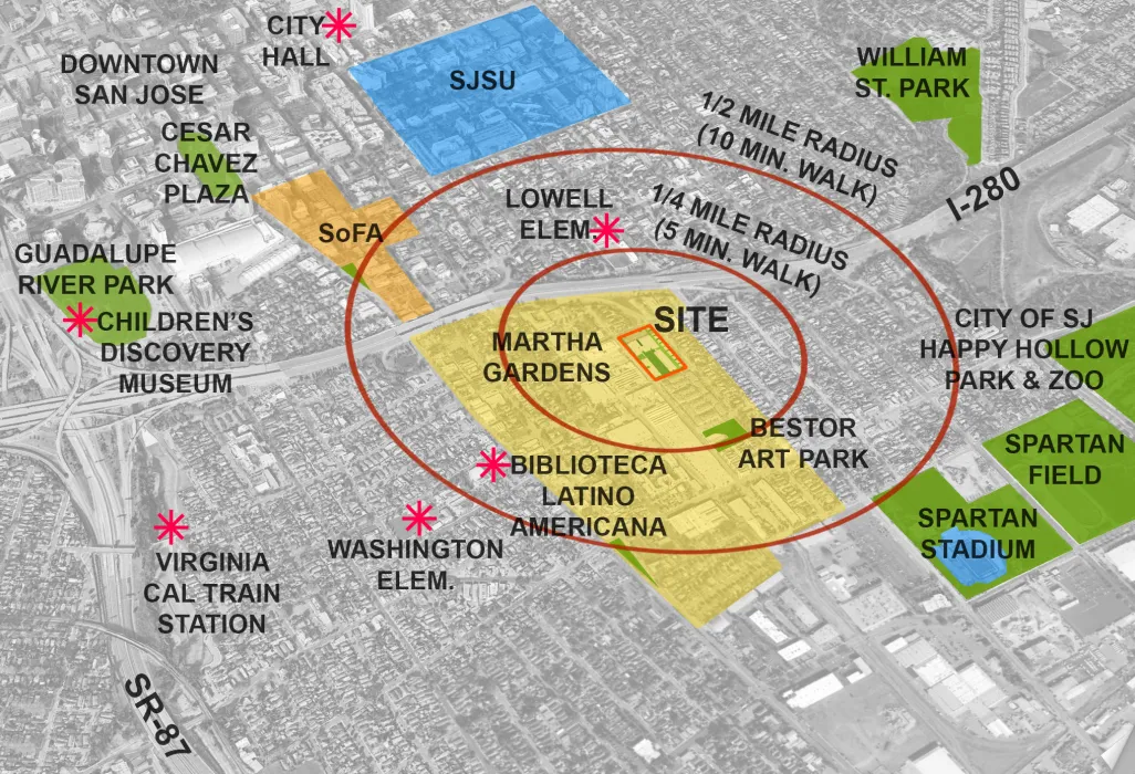 3D aerial neighborhood context for Foundry Commons in San Jose, Ca. 