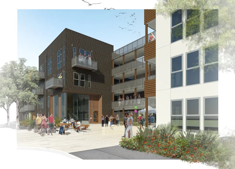 Rendering exterior of Foundry Commons in San Jose, Ca.