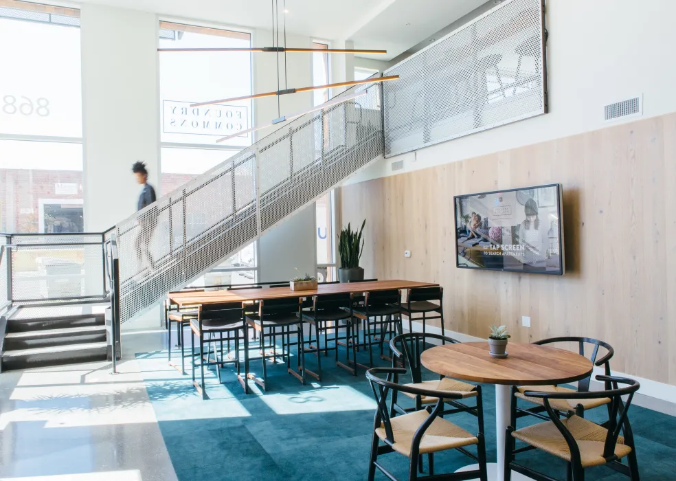 Leasing lounge at Foundry Commons in San Jose, Ca.