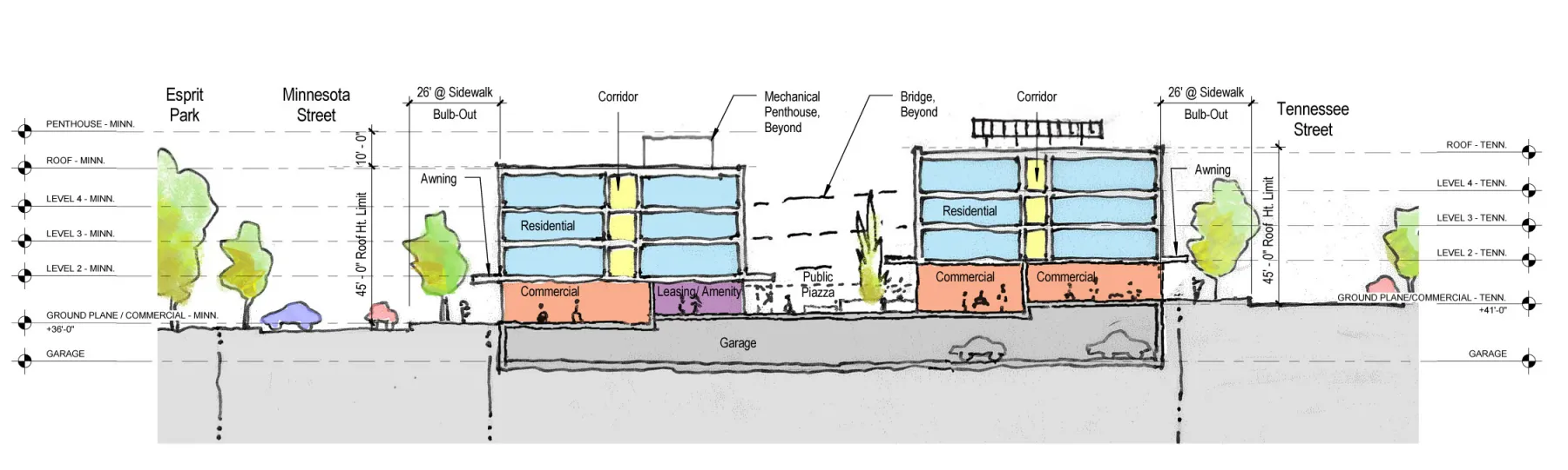 Section sketch for 789 Minnesota in San Francisco.