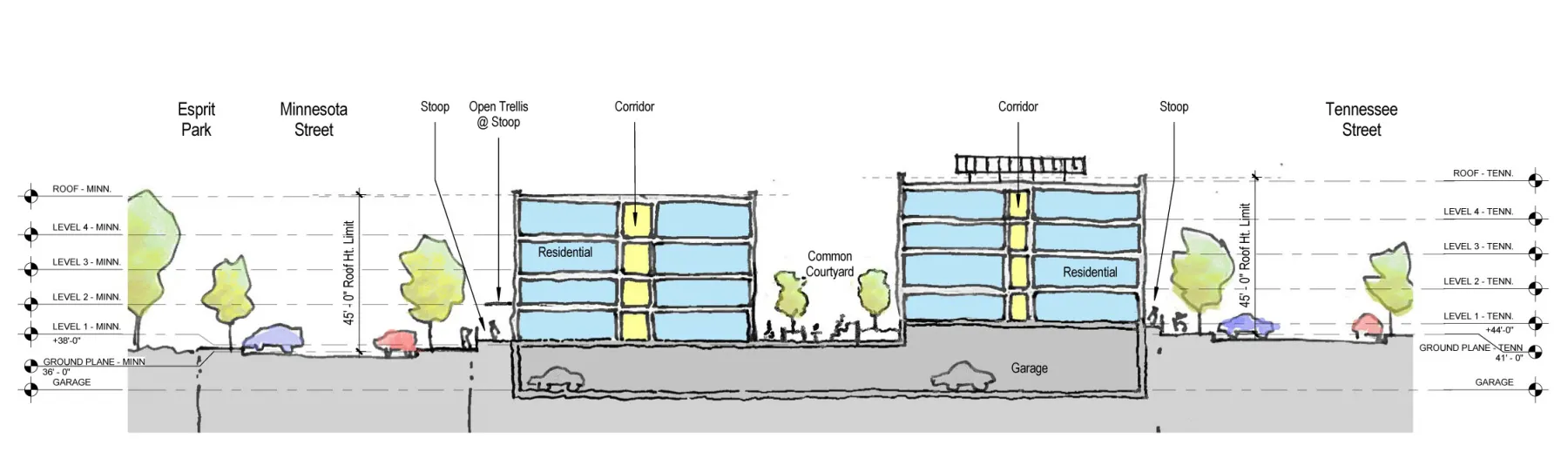 Section sketch for 789 Minnesota in San Francisco.