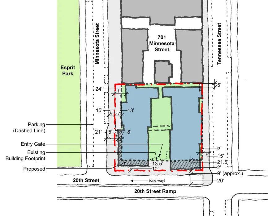Proposed site plan for 789 Minnesota in San Francisco.