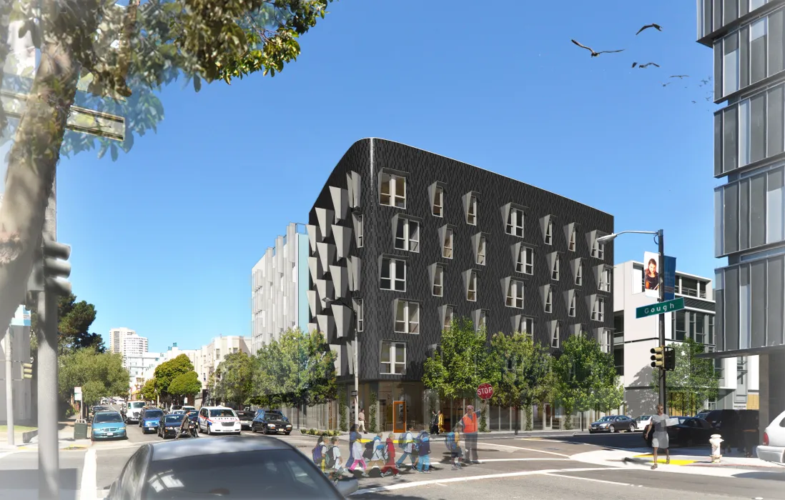 Rendering of exterior view of 388 Fulton in San Francisco, CA.