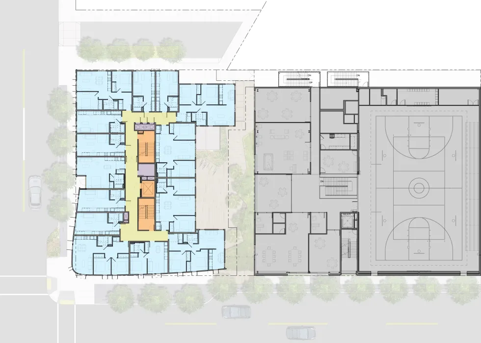 Upper level plan of 388 Fulton in San Francisco, CA.