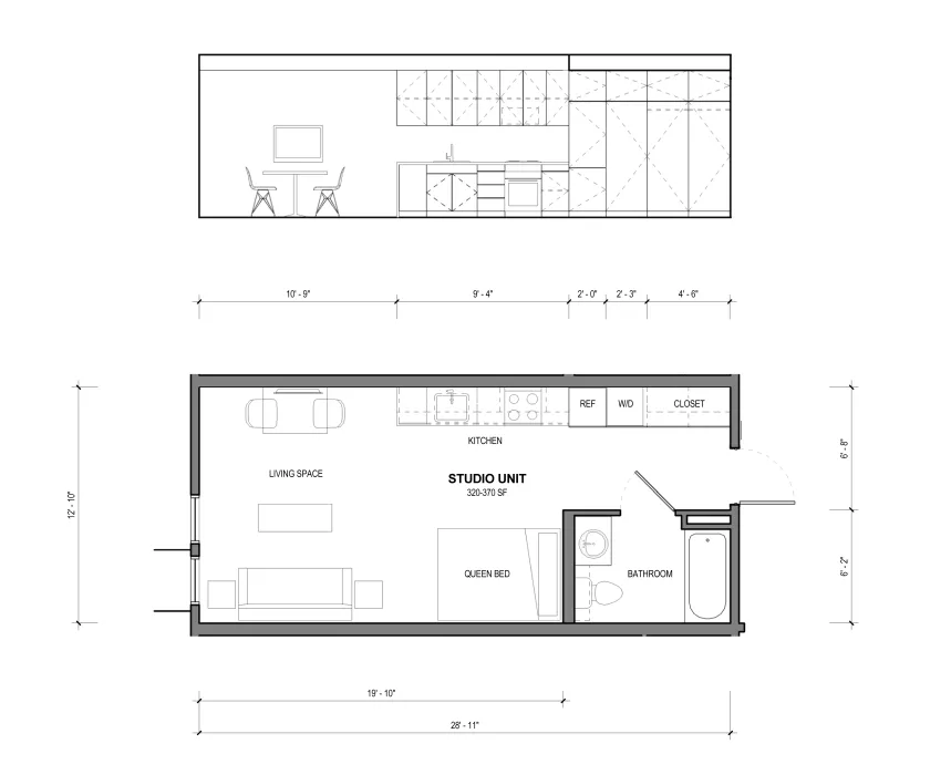Unite plan and elevation of 388 Fulton in San Francisco, CA.