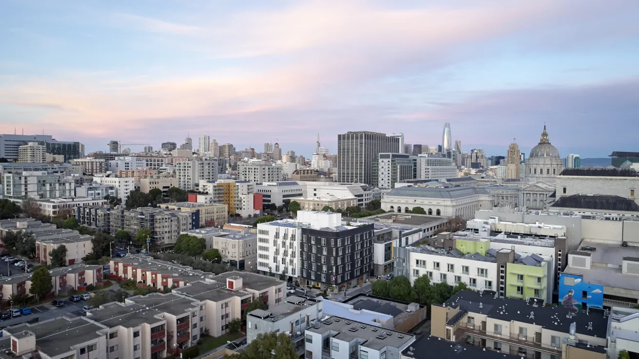 Aerial view of 388 Fulton in San Francisco, CA.