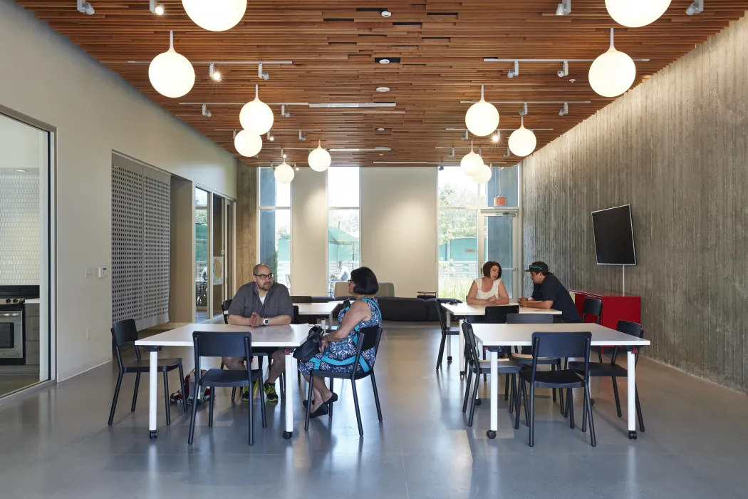 Community room inside Mayfield Place in Palo Alto, Ca.