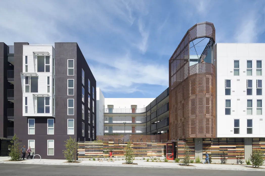 View of central courtyard at Pacific Pointe Apartments in San Francisco, CA.