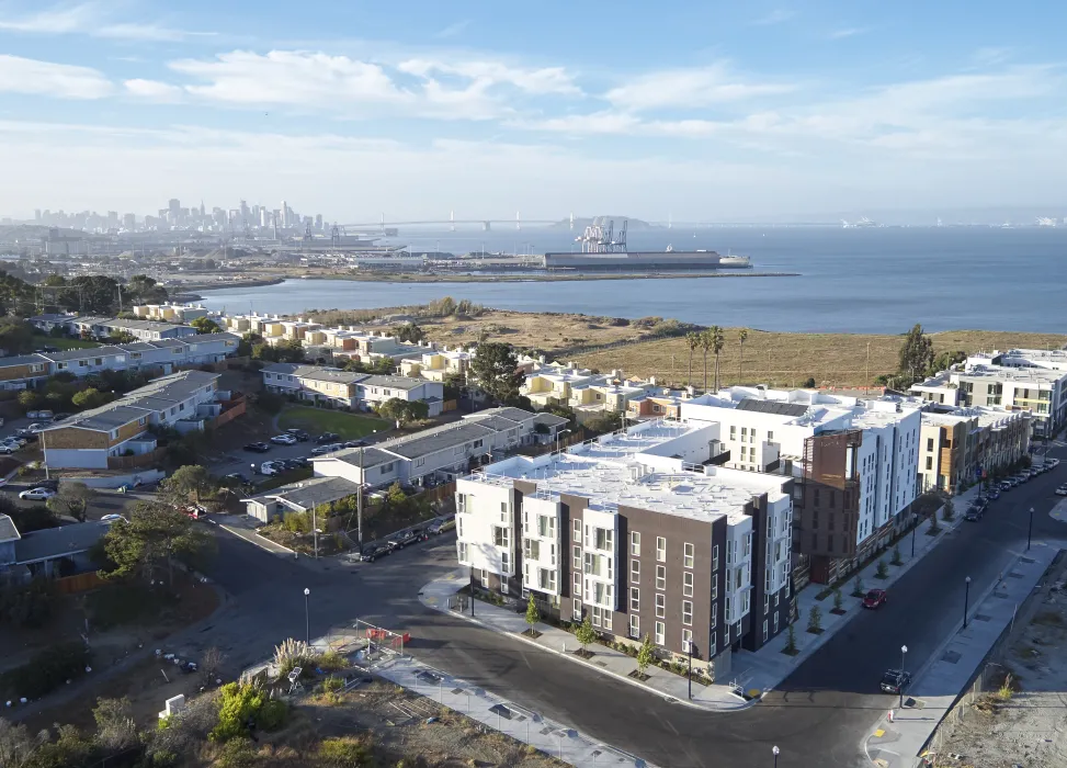 Aerial view of Pacific Pointe Apartments in San Francisco, CA.