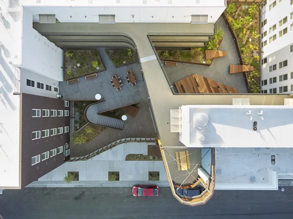 Bird-eye view of Pacific Pointe Apartments in San Francisco, CA.