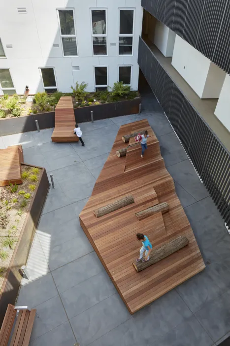 Courtyard view of Pacific Pointe Apartments in San Francisco, CA.