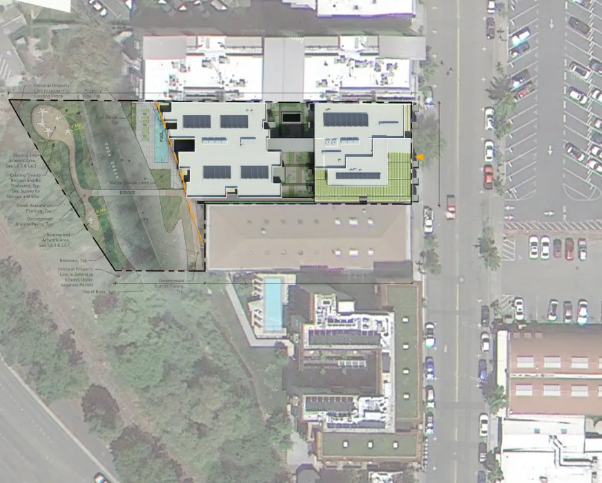 Roof site plan for Harmon Guest House in Healdsburg, Ca.