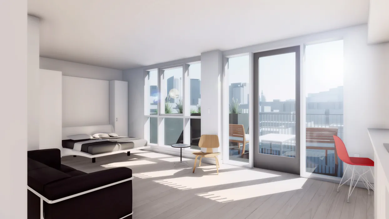 Rendering of resident unit at OME in San Francisco, CA.