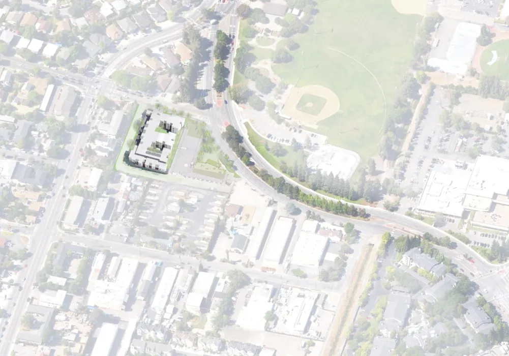 Site plan of Onizuka Crossing Family Housing in Sunnyvale, California.