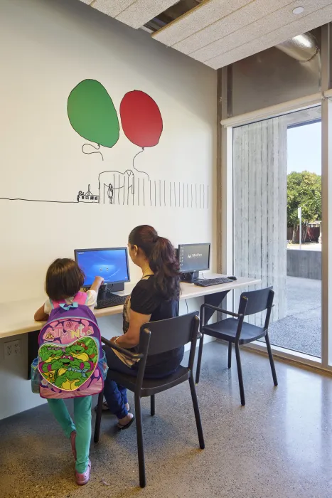 Community room at Onizuka Crossing Family Housing in Sunnyvale, California.