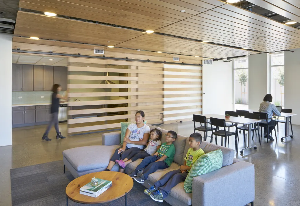 Community room at Onizuka Crossing Family Housing in Sunnyvale, California.