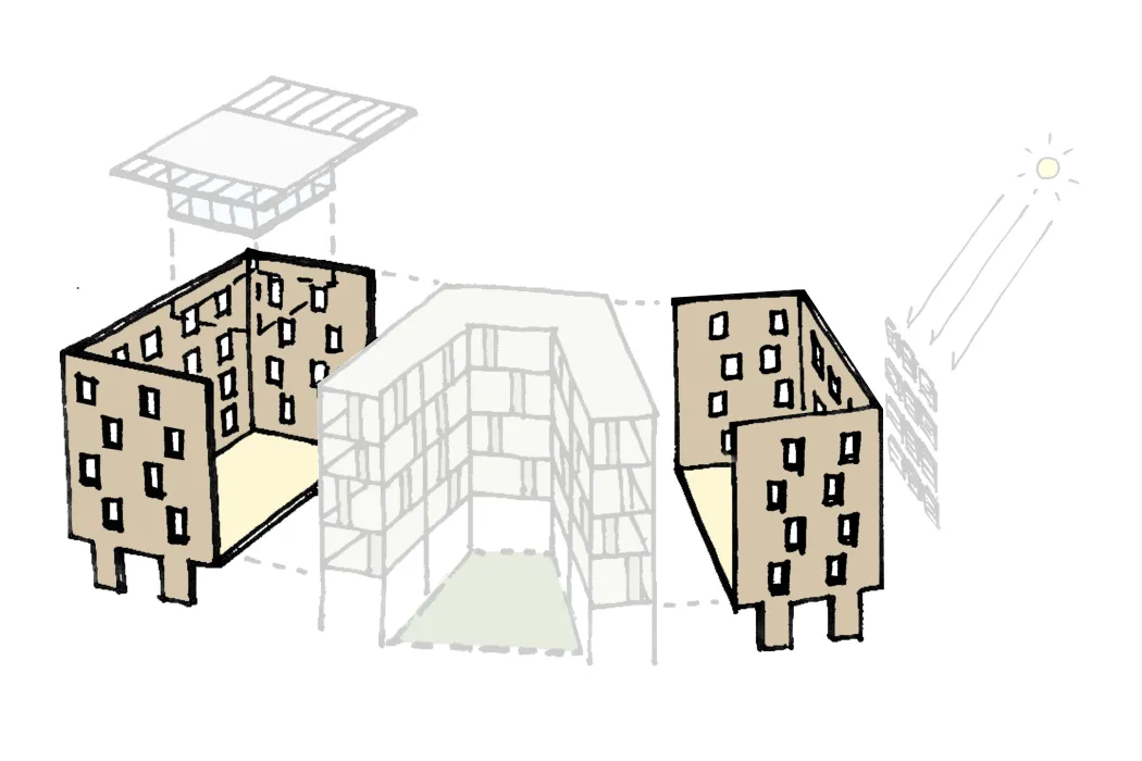 Exterior sketch of Williams Terrace in Charleston, SC.