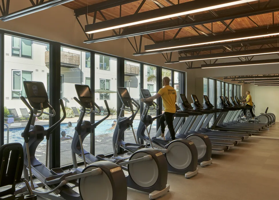 Exercise room inside Union Flats in Union City, Ca.