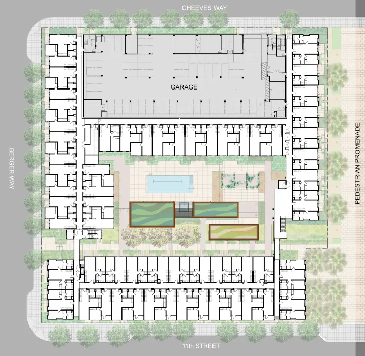 Upper level site plan for Union Flats in Union City, Ca.