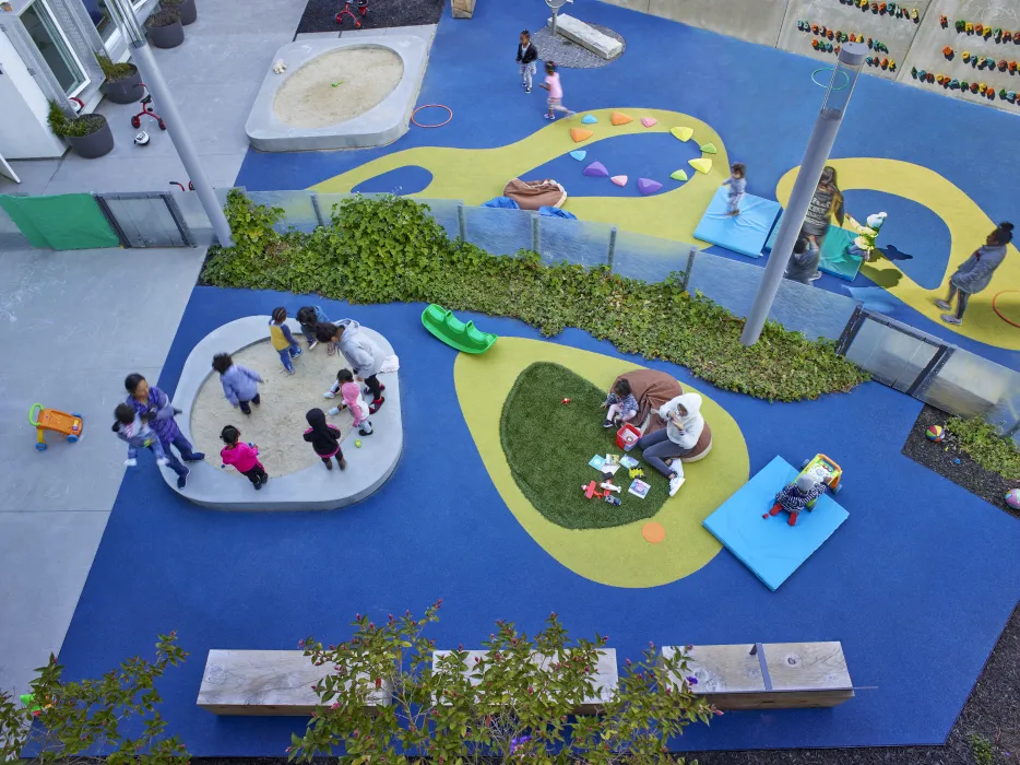 Aerial view of playground at 901 Fairfax Avenue in San Francisco, CA.