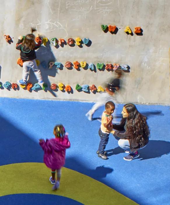 Aerial view of playground at 901 Fairfax Avenue in San Francisco, CA.