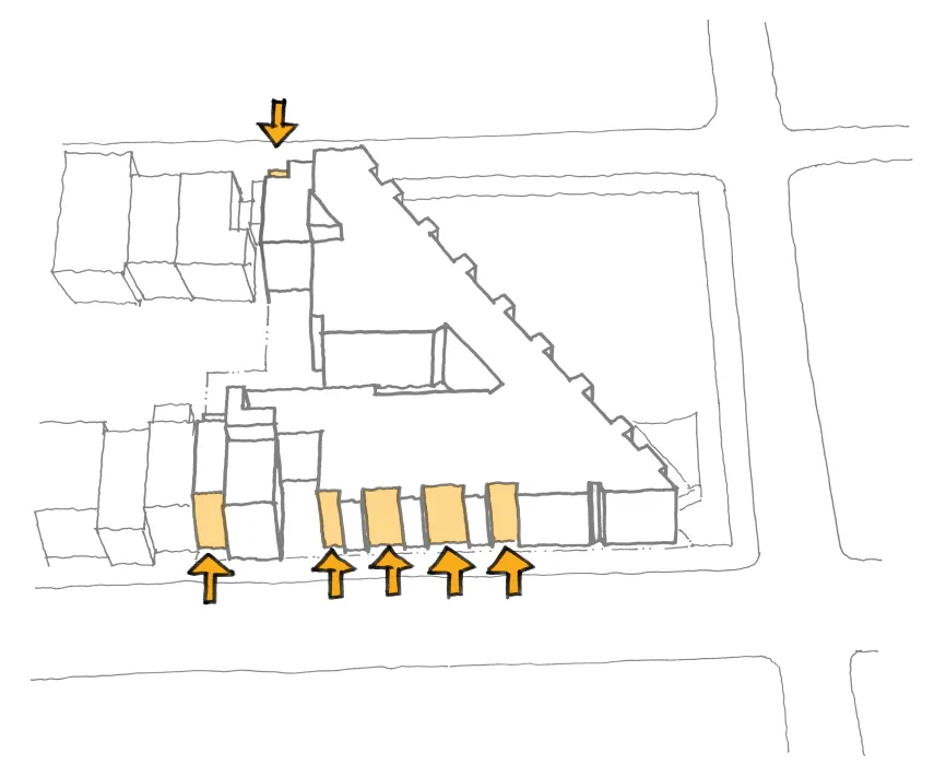 Diagram highlighting the building push-in for 2675 Folsom Street in San Francisco.