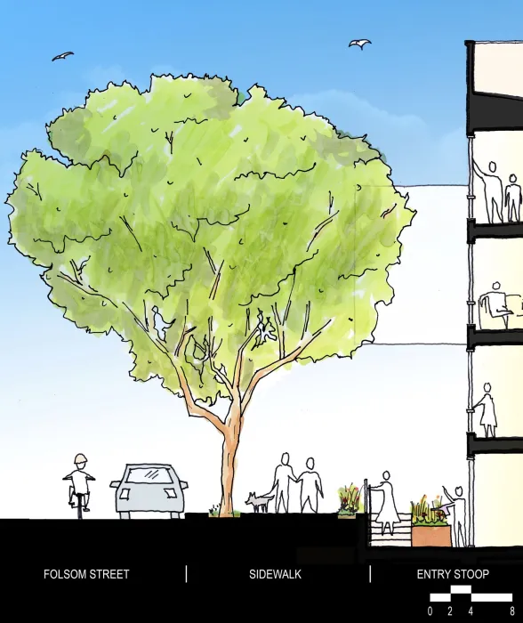 Diagram of the section at Folsom Street for 2675 Folsom Street in San Francisco.