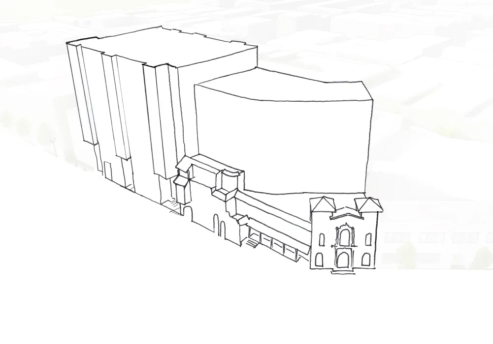 Diagram of 1965 Market Street showing the final massing.