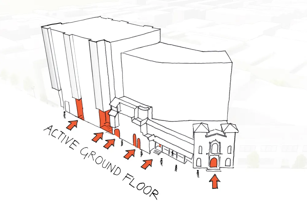 Diagram of 1965 Market Street showing the active ground floor.