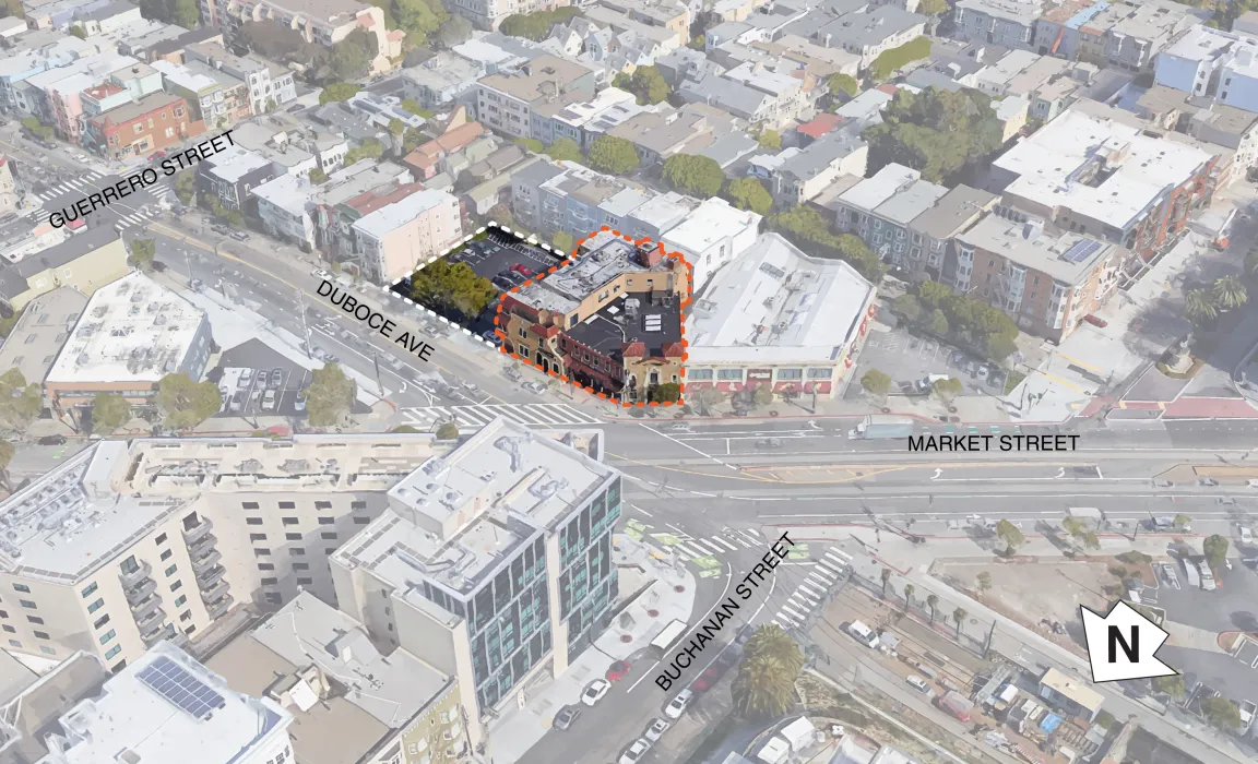 Aerial diagram of 1965 Market Street in San Francisco.